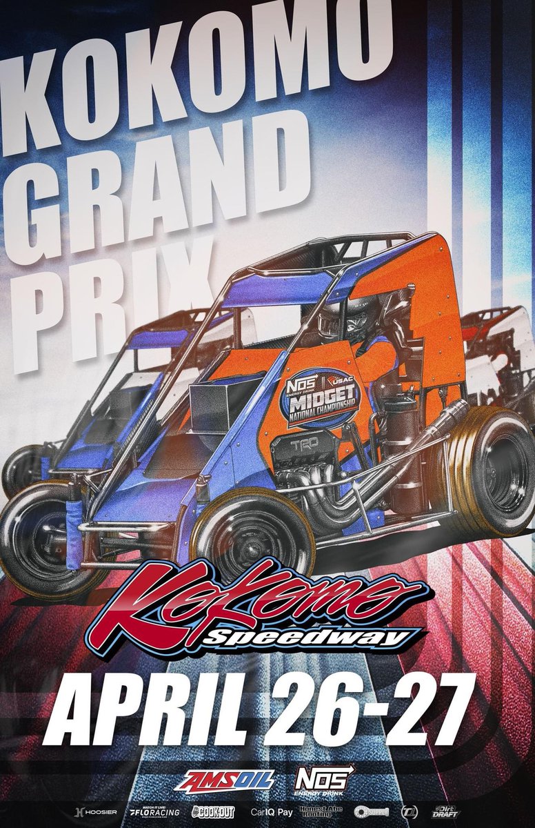 Bring it on! 👊 ☝️ month from today, it’s go time for ✌️ straight nights at Indiana’s @kokomospeedway! The 2024 USAC @NosEnergyDrink Midget National Championship season officially begins on April 26-27. Let’s go! #KokomoGP