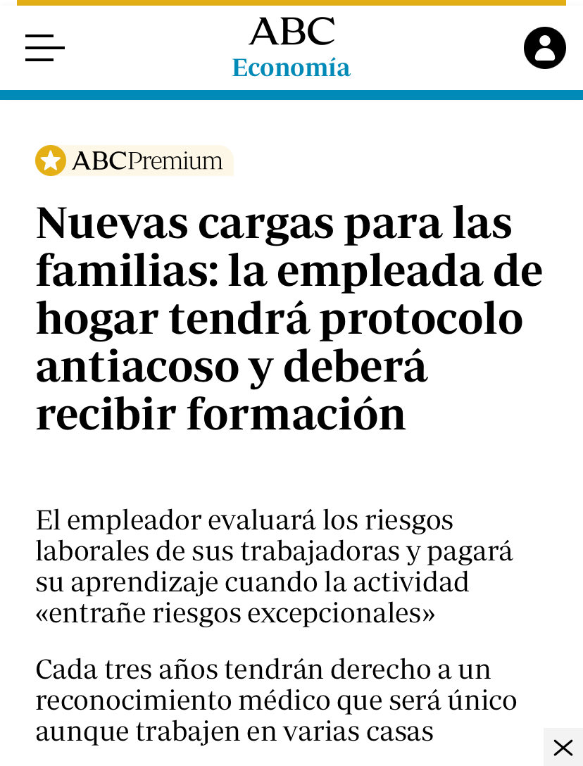 Lamentable desdén de clasismo en este titular del ⁦@abc_es⁩ que presenta como una amenaza lo que son solamente derechos de las trabajadoras, ¿Os imagináis este mismo titular refiriéndose a cualquier otro sector?