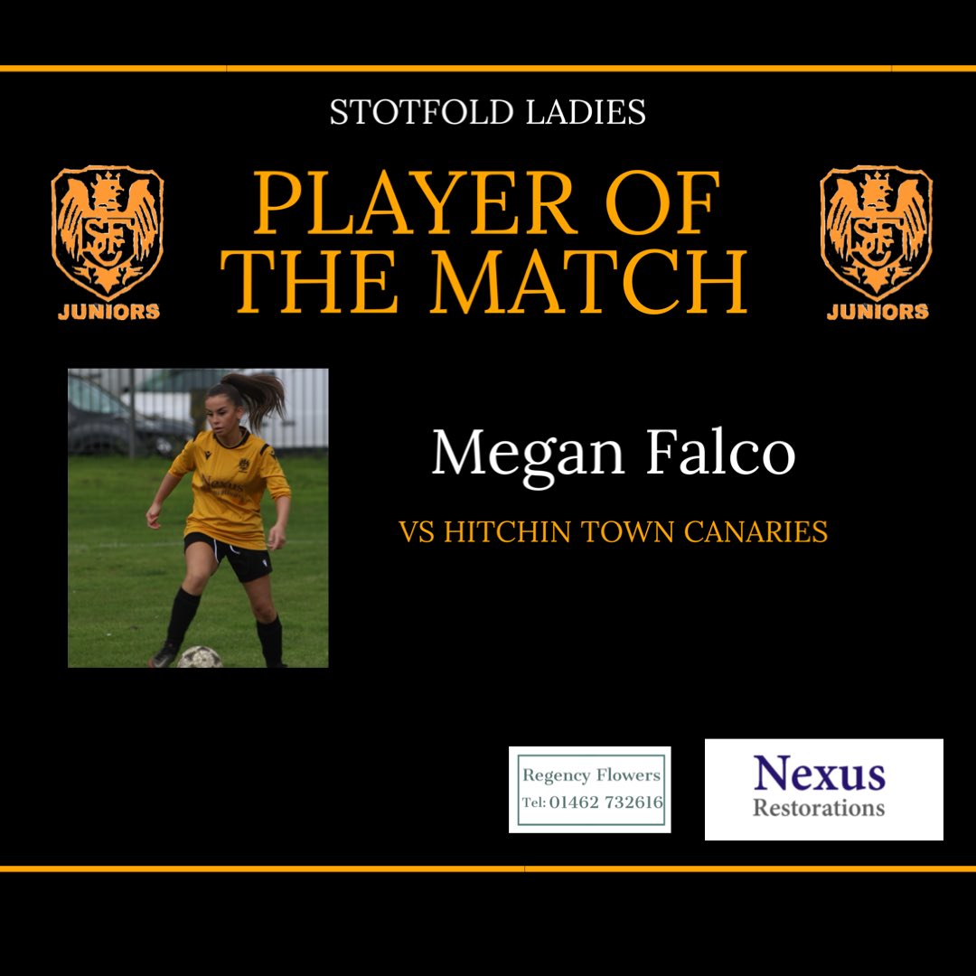 Potm report: 

This player made some excellent challenges to keep Hitchins attack at bay. Her work rate was faultless and helped the ladies keep a well deserved clean sheet. Potm this week is Megan F.