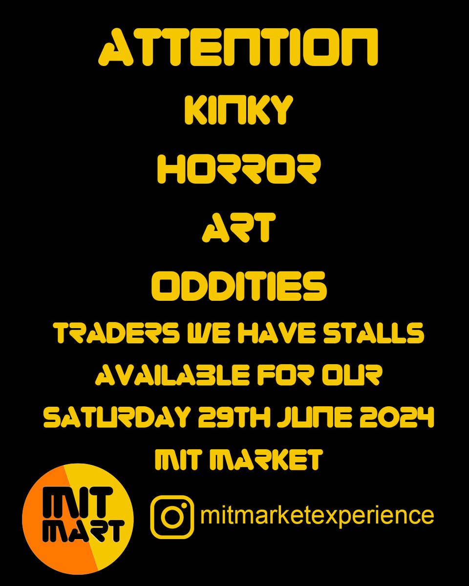 We have 7 single stalls remaining for our MIT MART on Saturday 29th June 2024. Contact us if you are  interested.  fetlife.com/events/1460046