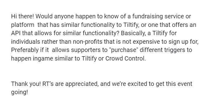 Sun_FlowerGames's tweet photo. We're looking for a d0nation platform that matches the description below for an upcoming gaming event. Any suggestions?👇
RT's appreciated! https://t.co/PBAW1R6n76