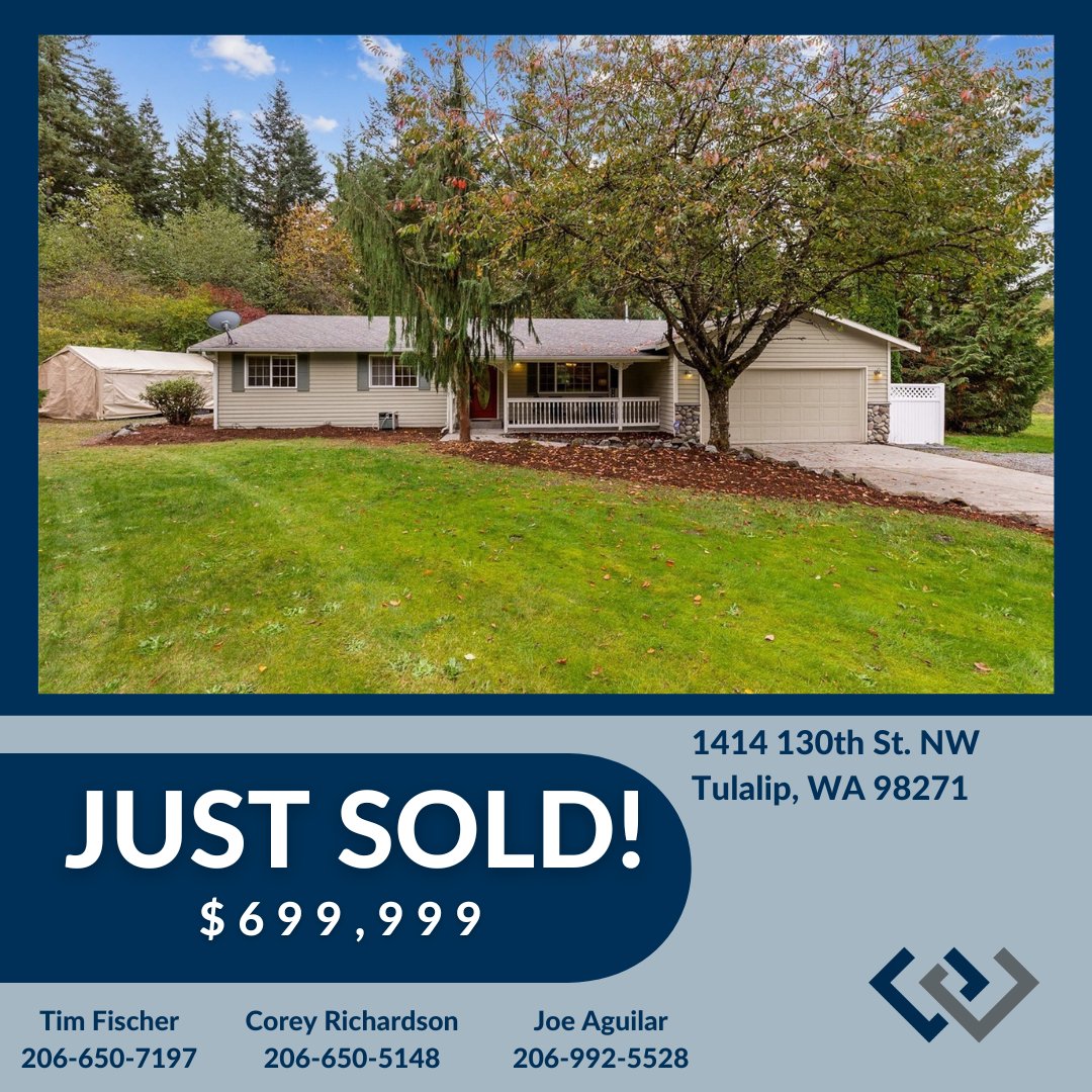 Just closed in Tulalip by Tim Fischer, Corey Richardson & Joe Aguilar! Congratulations to all! 🏡🍾Nice work! 
bit.ly/3FuMWwJ 
 #allinforyou #justclosed #windermereburien #windermererealestate #justsold #washingtonrealestate #sellingestates #tulalipwa #sold