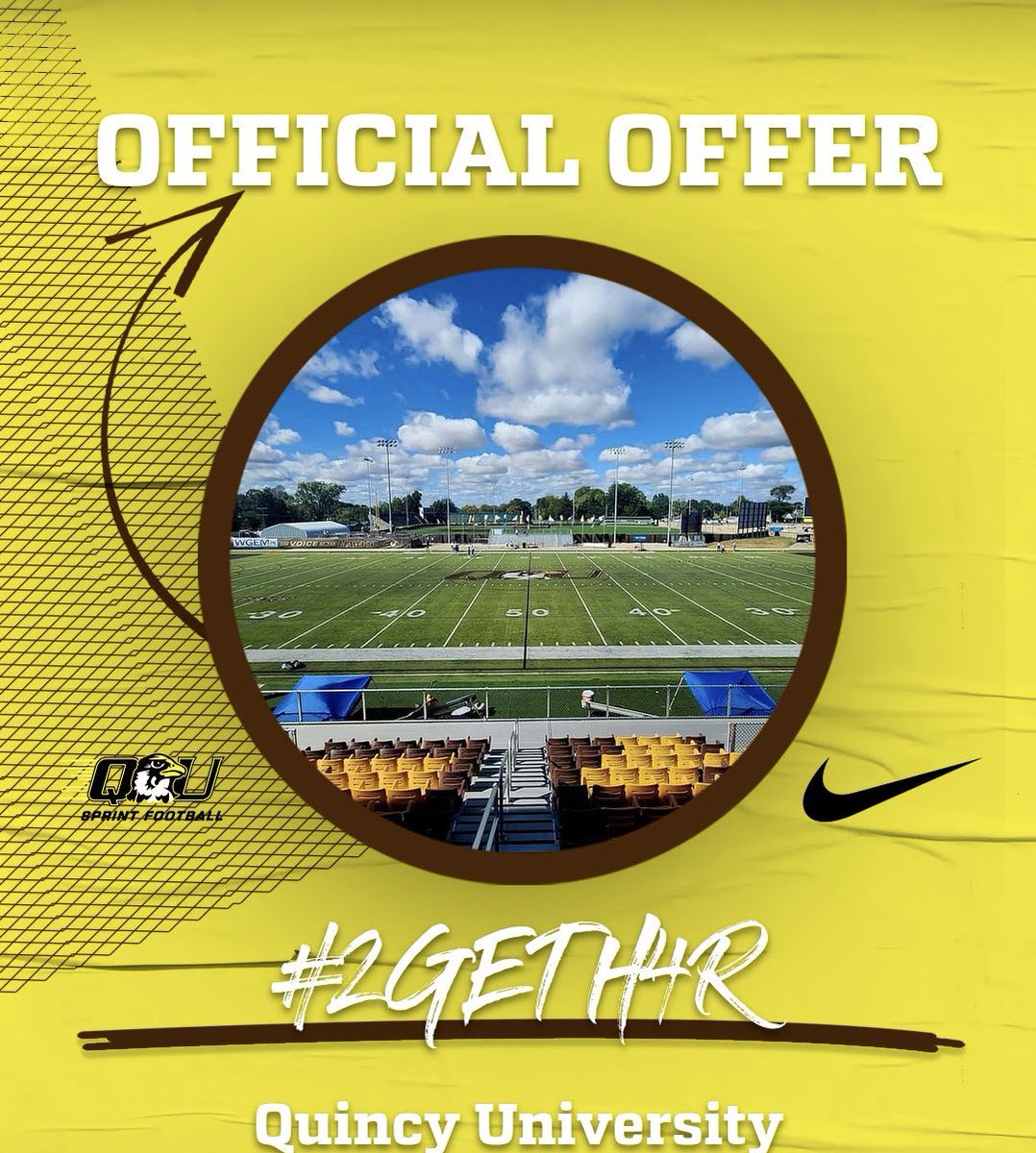 Blessed to receive a d2 offer from @QUHawksSprintFB ready to get to work !! 🦅🦅