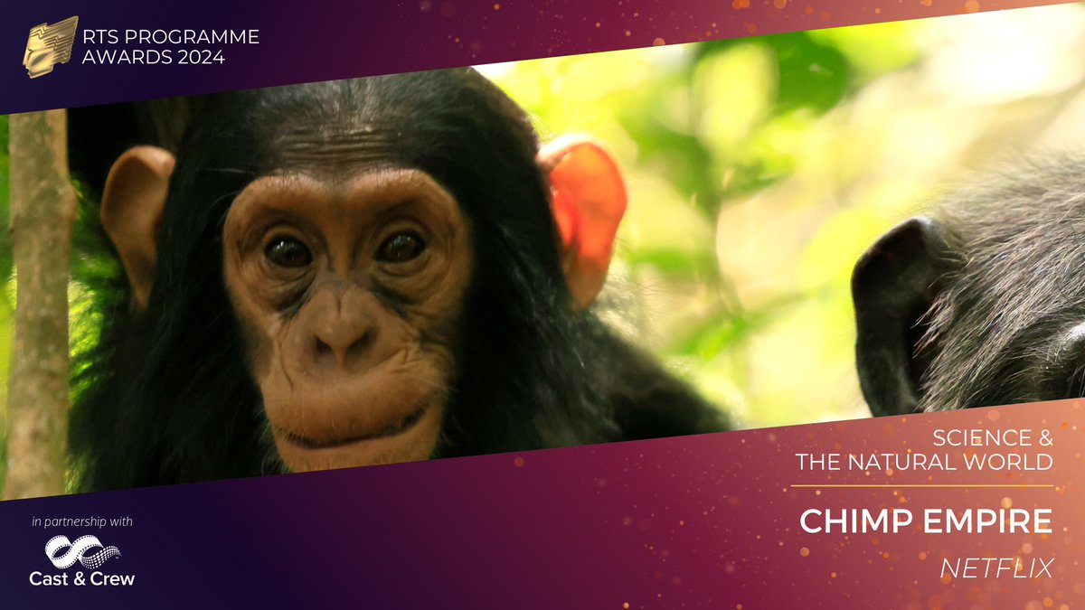 Chimp Empire takes the Science & The Natural World award! Judges described the programme as “a best-in-class production which delivered a totally immersive experience for viewers” #RTSAwards