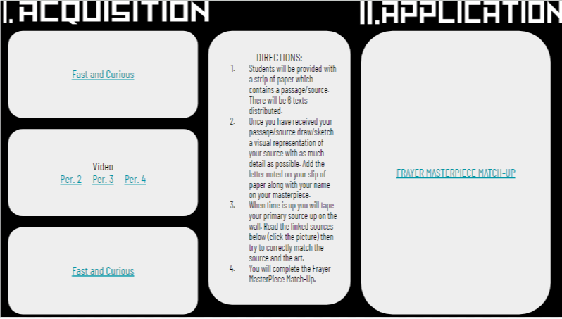 JustinUnruh16's tweet image. US-Cold War-Red Scare
✅#FastandCurious
✅#Frayer MasterPiece Matchup
✅#ThickSlide smashed/Archetype
Students created masterpieces based on primary or secondary documents. No words or #&apos;s allowed. They then matched up the documents with the pictures.
 docs.google.com/presentation/d…