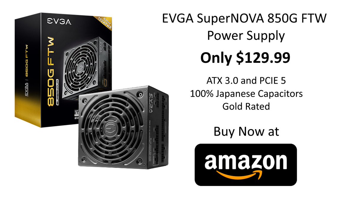 Amazing Deal on EVGA SuperNOVA 850G FTW Power Supply. ATX 3.0 and PCIE 5. Only $129.99 for a limited time and while supplies last at Amazon. #ATX3 #PCIE5 #PowerSupply amazon.com/EVGA-Supernova…