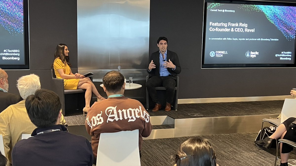 In tonite’s #CTechBBG session, @_GoRevel Co-Founder & CEO @frankrieg shares with @RitikaGuptaTV that his first job post-college was as a line chef at #NYC’s top restaurants. He says there’s no better way to learn #startup skills than in food service, where teamwork is essential