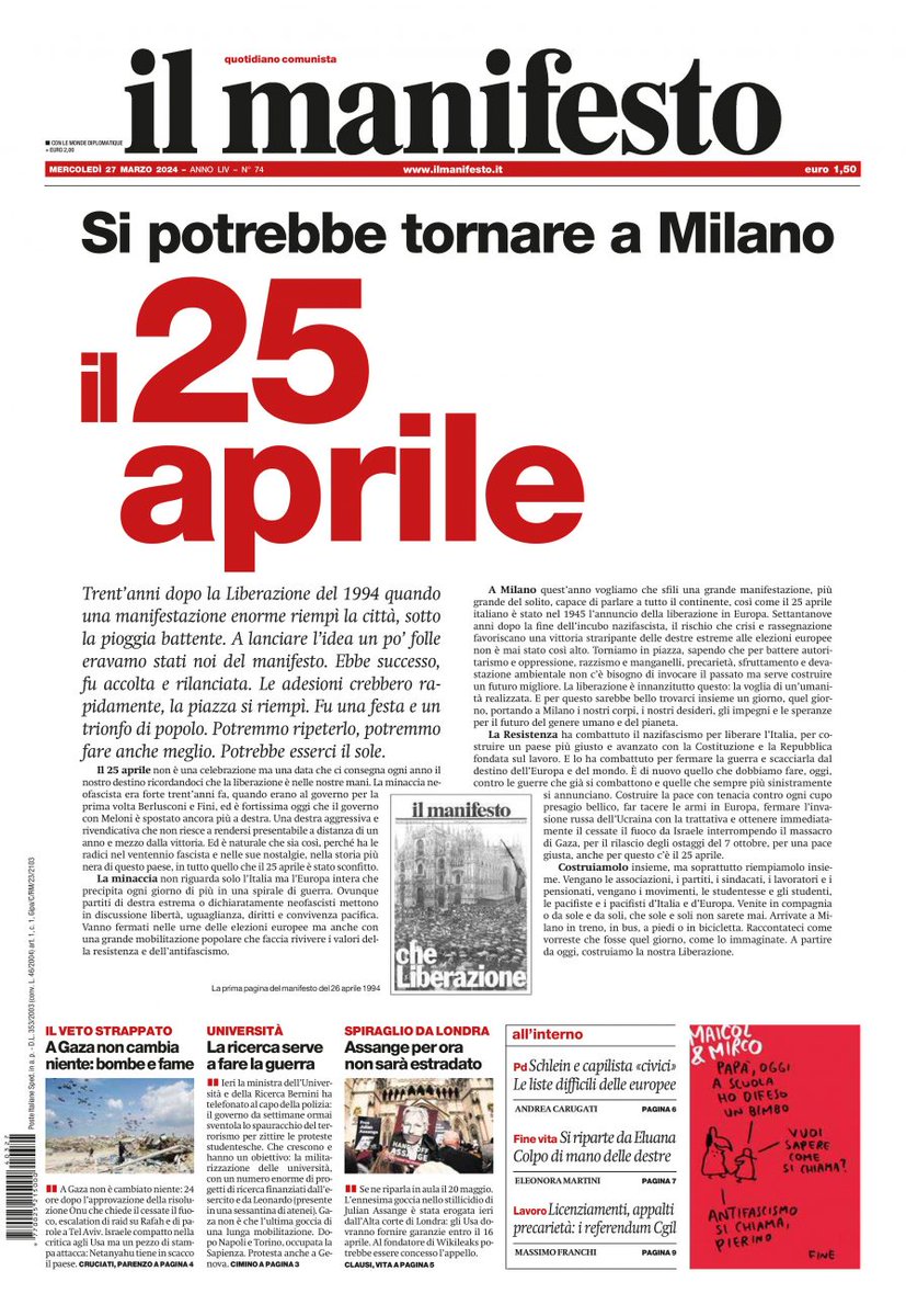 1994-2024 #25aprile #Milano Potremmo ripeterlo, potremmo fare anche meglio. Potrebbe esserci il sole. #sipotrebbe