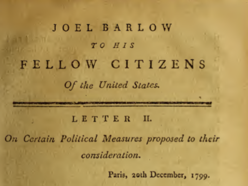 PodcastAnalyst's tweet image. This was a letter written by Joel Barlow in 1799, where he laments the idea of a professional army in America (which didn't exist at the time):
