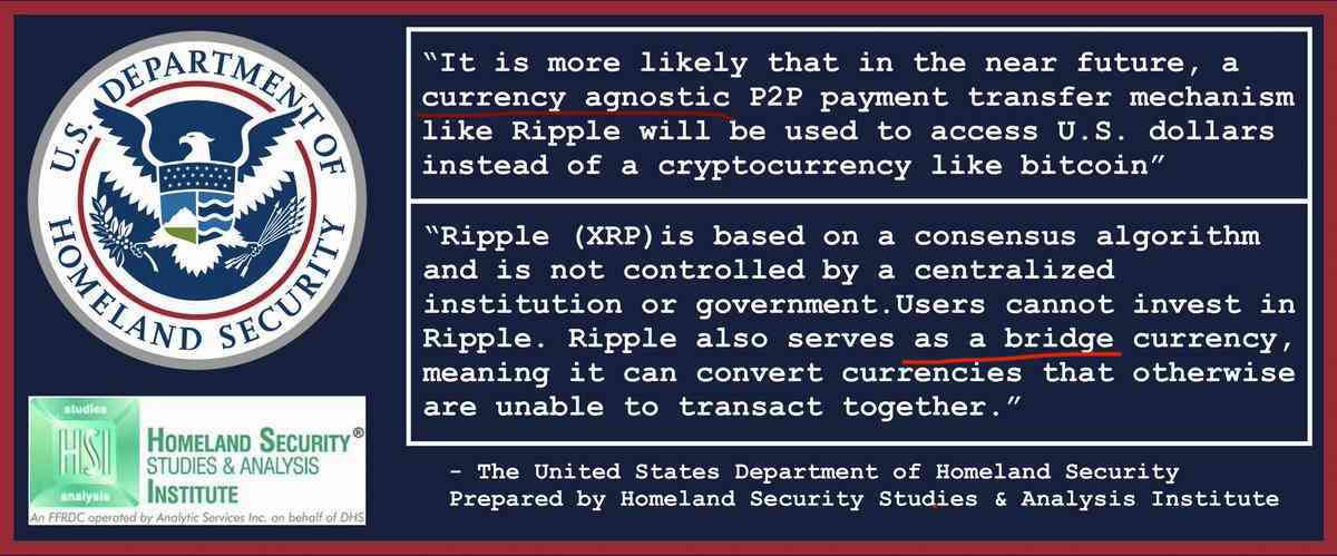 A BRIDGE BETWEEN DLTs and illiquid currency pairs is NEEDED🎯

Even the Department of Homeland Security acknowledged XRP as a “Bridge currency” 🔑