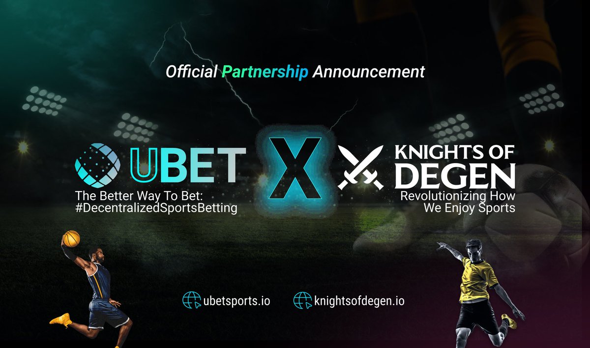 UBET Sports 🎲⚖️🏦 - A Decentralized Sportsbook (@ubet__sports) on Twitter photo 🚨 Excited to announce a HUGE partnership with Knights of Degen🚨
<a href="/knightsofdegen/">Knights of Degen</a>
They are one of the most prominent sports NFT groups in the space and we are super pumped to collaborate with them moving forward.
Stick around for some exciting programs that we will work 🚨 Excited to announce a HUGE partnership with Knights of Degen🚨
<a href="/knightsofdegen/">Knights of Degen</a>
They are one of the most prominent sports NFT groups in the space and we are super pumped to collaborate with them moving forward.
Stick around for some exciting programs that we will work