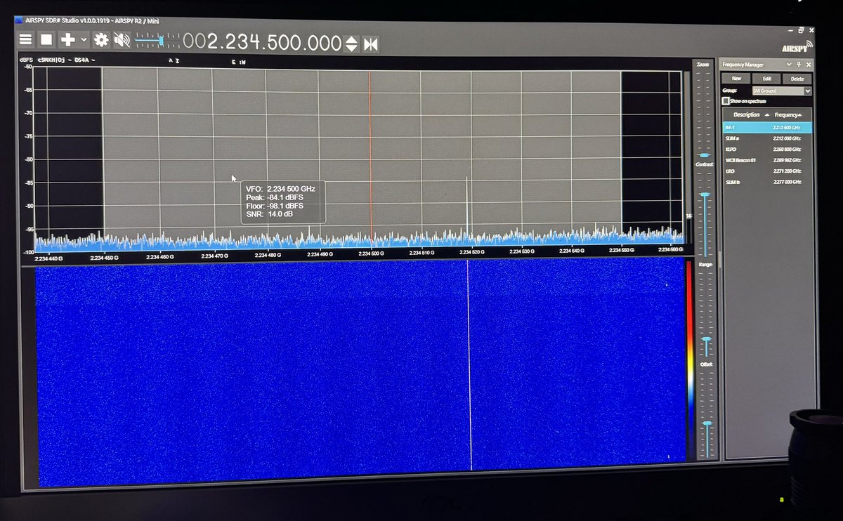 QUEQIAO-2 this time on my 92cm dish pointing at the spacecraft not the Moon. iPhone shot though