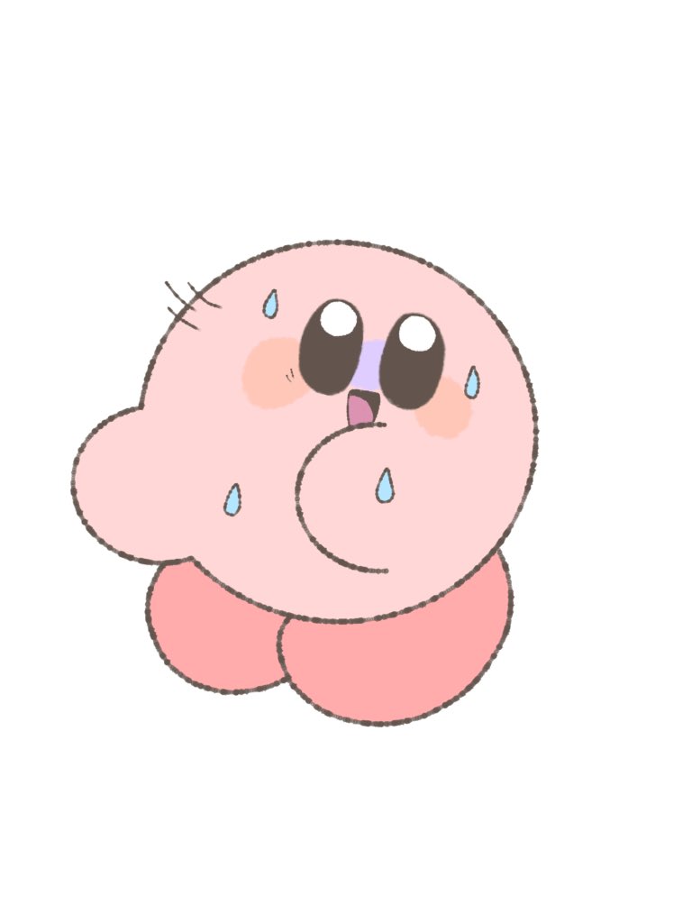 kirby solo blush open mouth simple background white background full body sweat  illustration images