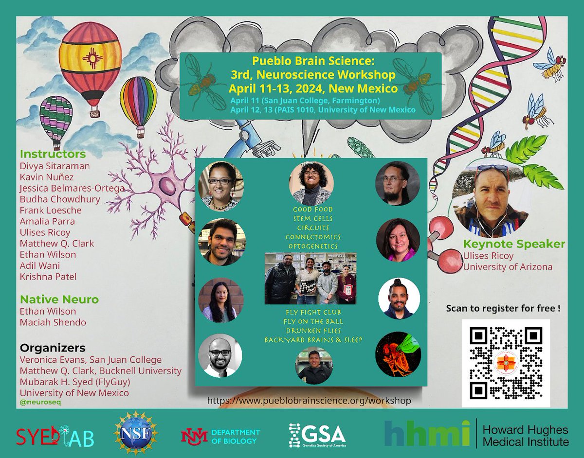 UNM College of Arts & Sciences Office of Research (@unmasresearch) on Twitter photo Registration is open for the 3rd annual Pueblo Brain Science Neuroscience Workshop.
Hosted by UNM and organized by Assistant Professor of Biology Mubarak Syed, also known as "Fly Guy," the workshop will have good food, scientific fun, and even... a fly fight club <a href="/NeuroSeq/">Syed, Mübarak Hussain</a> Registration is open for the 3rd annual Pueblo Brain Science Neuroscience Workshop.
Hosted by UNM and organized by Assistant Professor of Biology Mubarak Syed, also known as "Fly Guy," the workshop will have good food, scientific fun, and even... a fly fight club <a href="/NeuroSeq/">Syed, Mübarak Hussain</a>