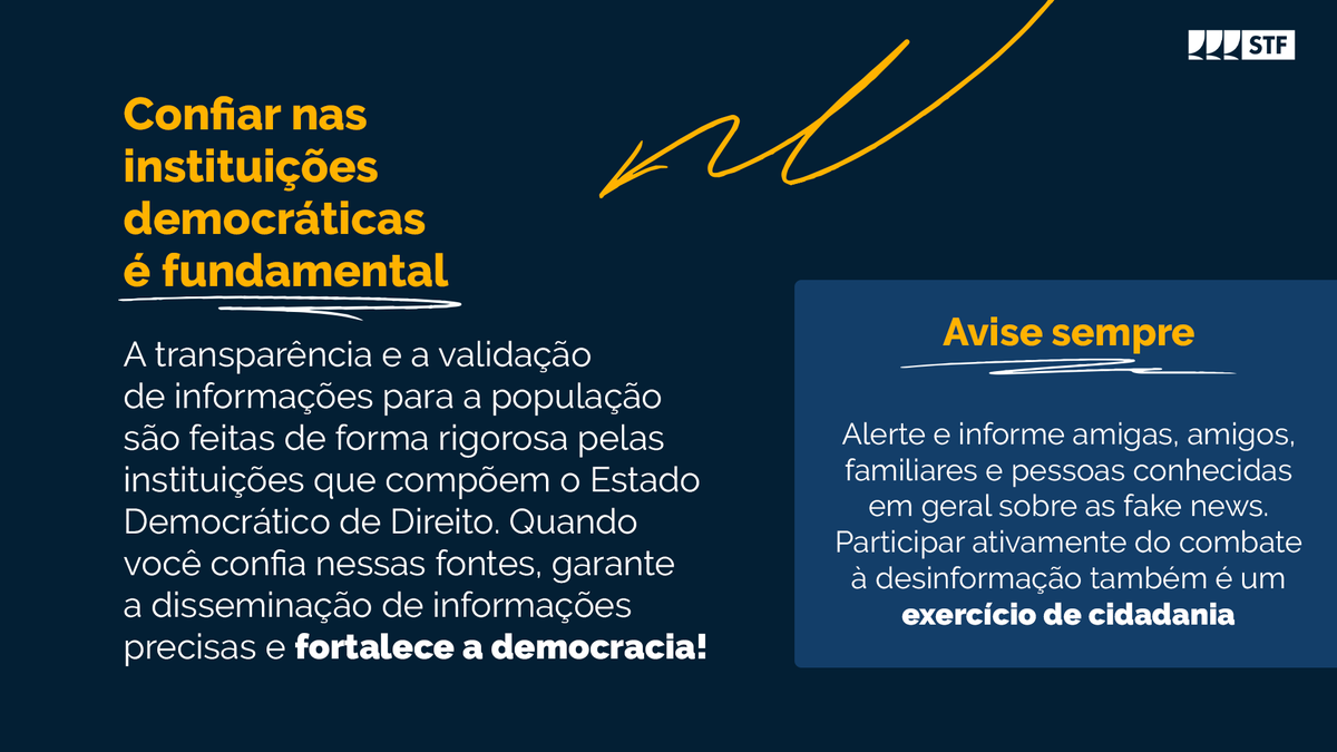 Neste #DiadaMentira, lembre-se: quem combate a desinformação fortalece a democracia. Antes de compartilhar qualquer conteúdo, consulte fontes oficiais e profissionais para confirmar a veracidade do conteúdo. E na dúvida, NÃO compartilhe! Seja uma força no combate às fake news😉