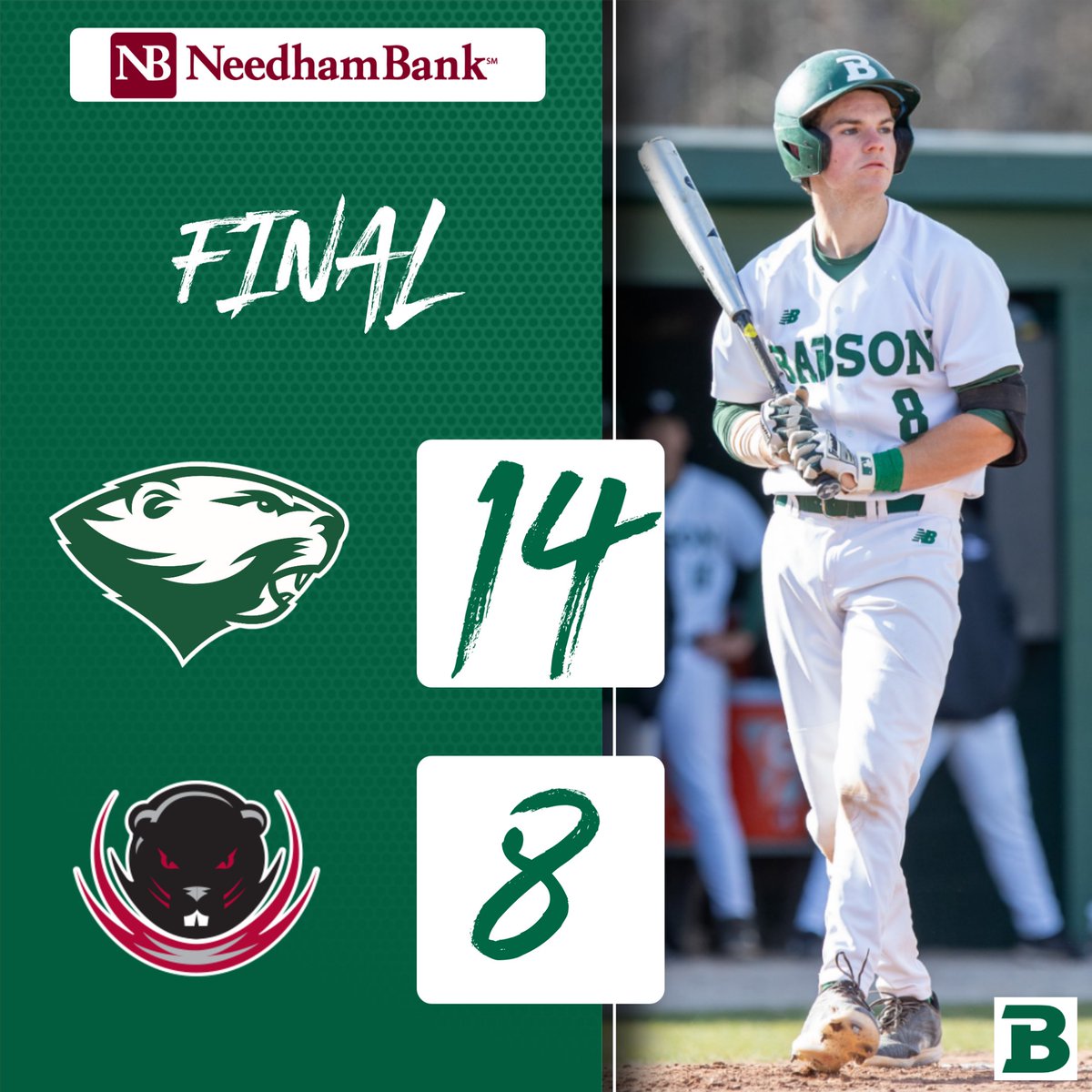 Justin Guest went 4-for-5 with two RBI, Luke Tanner homered twice and drove in four runs and Tanner Santos went 3-for-5 with two doubles and an RBI to lead @babsonbaseball to a 14-8 win over @mitathletics in its @newmacsports opener on Tuesday. #GoBabo #d3baseball