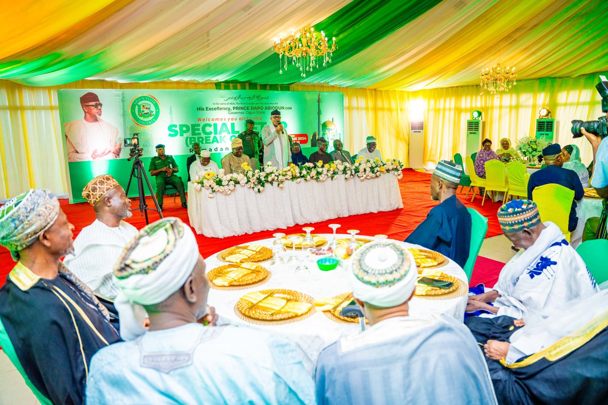 Today, the Muslim community in Ogun State joined us in celebrating the yearly Ramadan Iftar, where we come together to show our support and unity during this sacred month. 

We seized this occasion to express our gratitude to the Almighty for the blessings bestowed upon our state…