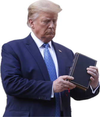 This is trump holding up a Bible upside down.