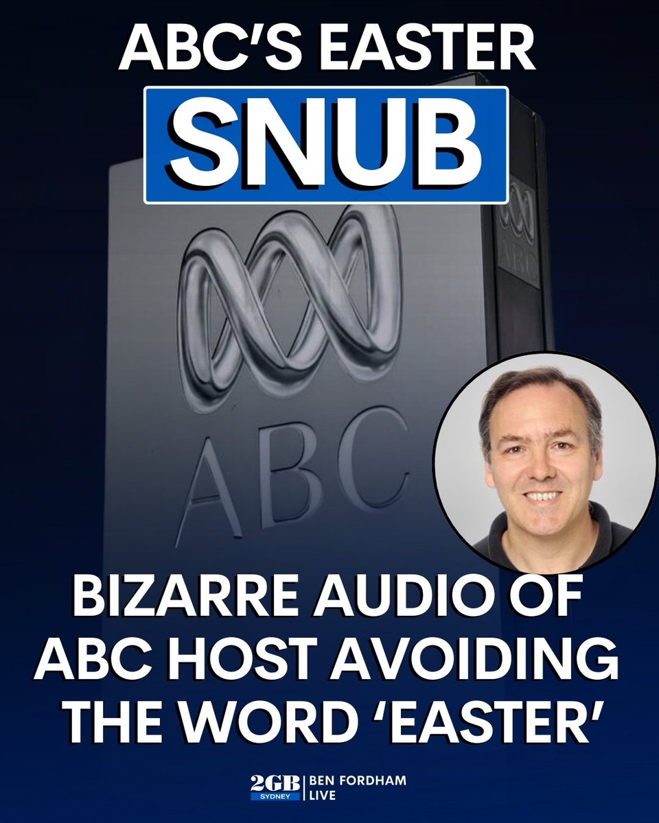 This is bizarre. The ABC is sidestepping the word ‘Easter’. They’ve repeatedly avoided using the word on air. Listen to Ray Hadley rip in HERE. 🎧omny.fm/shows/ben-ford…🎧