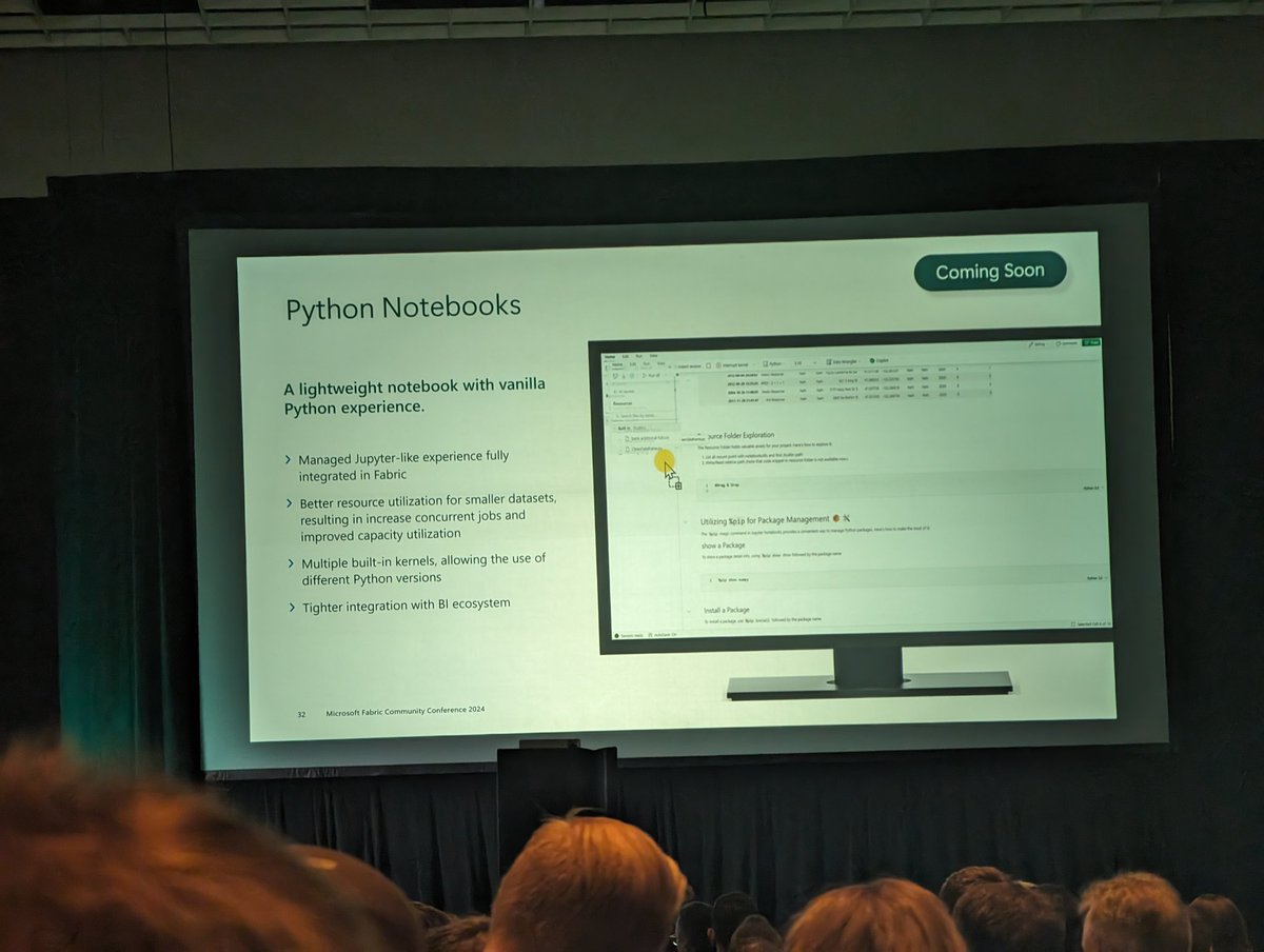 #fabric python notebooks. No spark session, just python. Seems like a great idea for small projects and #duckdb jobs.