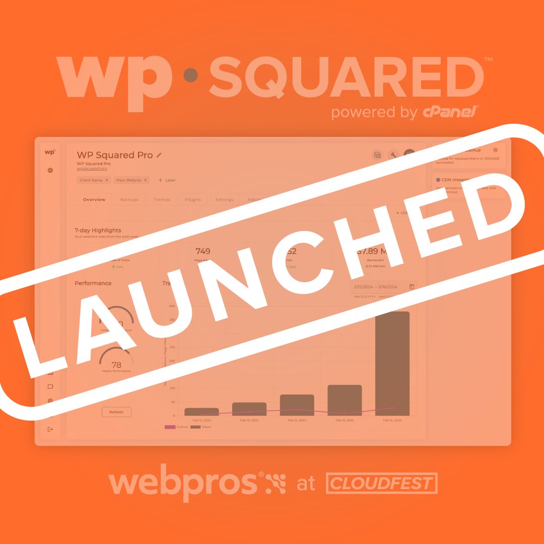 🚀 Still feeling the excitement from @cloudfest EU last week! 💻 ICYMI, we unveiled WP Squared - the ultimate WordPress solution for cPanel users. Enjoy seamless installations, automated backups, and top-notch performance optimization tools! wpsquared.com #WPTools