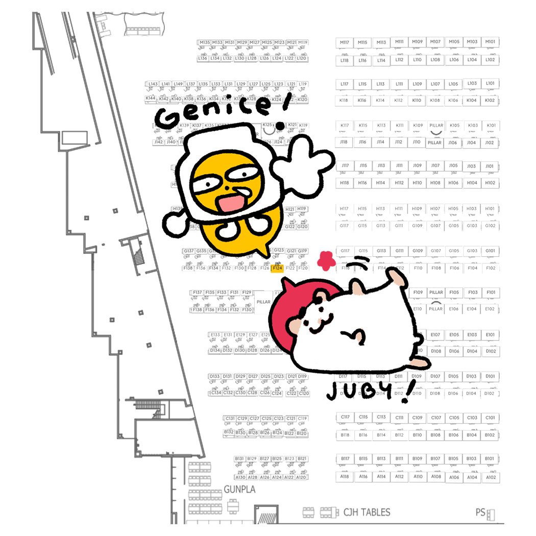 hello!!! @genicecream and I will be at #kawaiikon this coming weekend. Please swing by :3 (and please also enjoy genice's cute drawing of us enjoying the ocean... it's killing me)