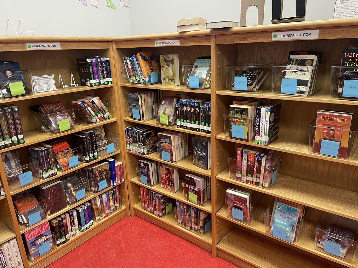 tchslib's tweet photo. Starting the long process of ditching Dewey in our nonfiction section by recategorizing Historical Fiction into “Historical” subcategories!!! We are so pumped for this project 😍👏 https://t.co/z57FeyzIPI