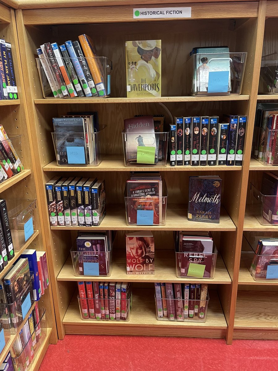 tchslib's tweet photo. Starting the long process of ditching Dewey in our nonfiction section by recategorizing Historical Fiction into “Historical” subcategories!!! We are so pumped for this project 😍👏 https://t.co/z57FeyzIPI