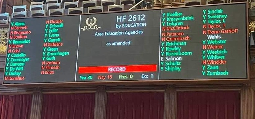 I am truly heartbroken. 50 years of work to build & strengthen a framework of support that provides equity for kids in schools across Iowa, pulled apart in a matter of months. The Senate GOP passed the AEA bill today & it goes to the Governor. Iowans are not asking for this.