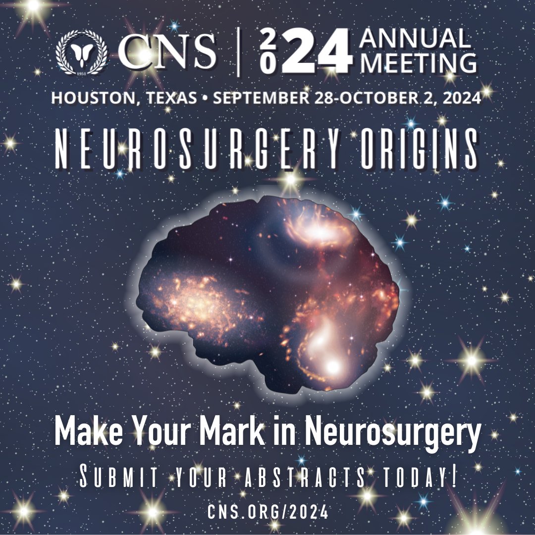 Get your original science ready to submit for the #2024CNS Meeting this fall! Don't miss your opportunity to present your work to your peers at the most exciting neurosurgical meeting of the year—now with even more awards: cns.org/2024 #abstracts