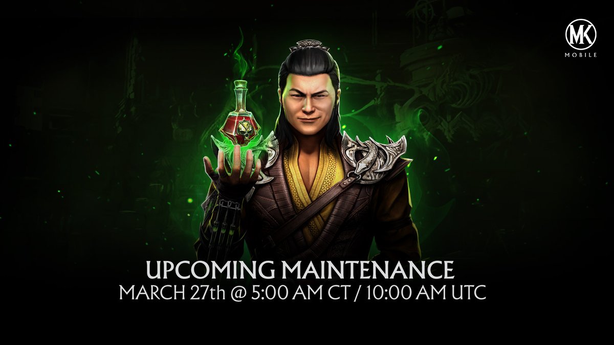 Greetings Kombatants! We will be conducting a server maintenance on March 27th, 2024 beginning at 10:00 am UTC. To prevent any possible data loss, please make sure your game is connected to a WB Play Account before the update.