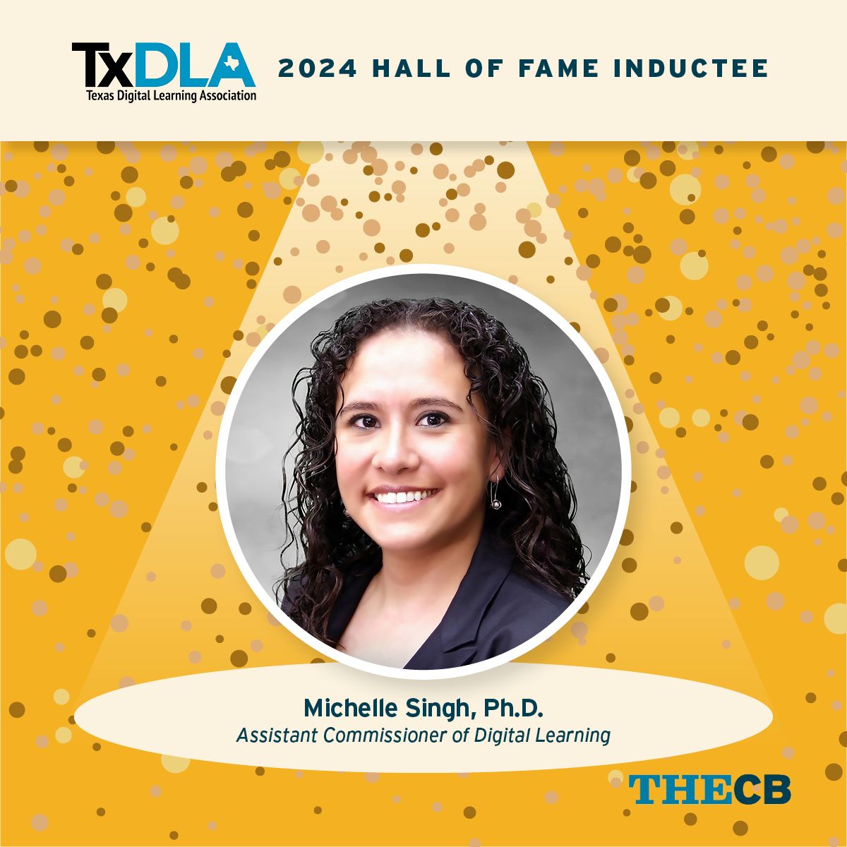 Congratulations to Michelle Singh, our assistant commissioner of digital learning! For being inducted into the @txdla Hall of Fame. 🎉 Her contributions have advanced innovation, best practices, and operational excellence in digital learning. 👏