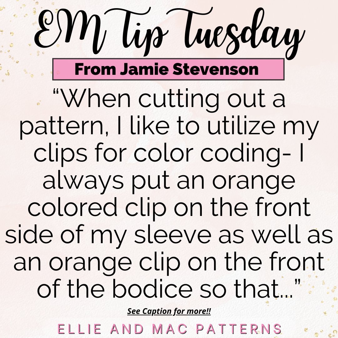 Ellieandmac's tweet image. "...it’s easy to match it up when I sew the sleeve to the bodice. That way if the front and back of the sleeve look similar, you just have to match the same color clips together and sew. It’s simple, easy and quick! 😀❤️"
#ellieandmac #ellieandmacpatterns #sewingtips #isew