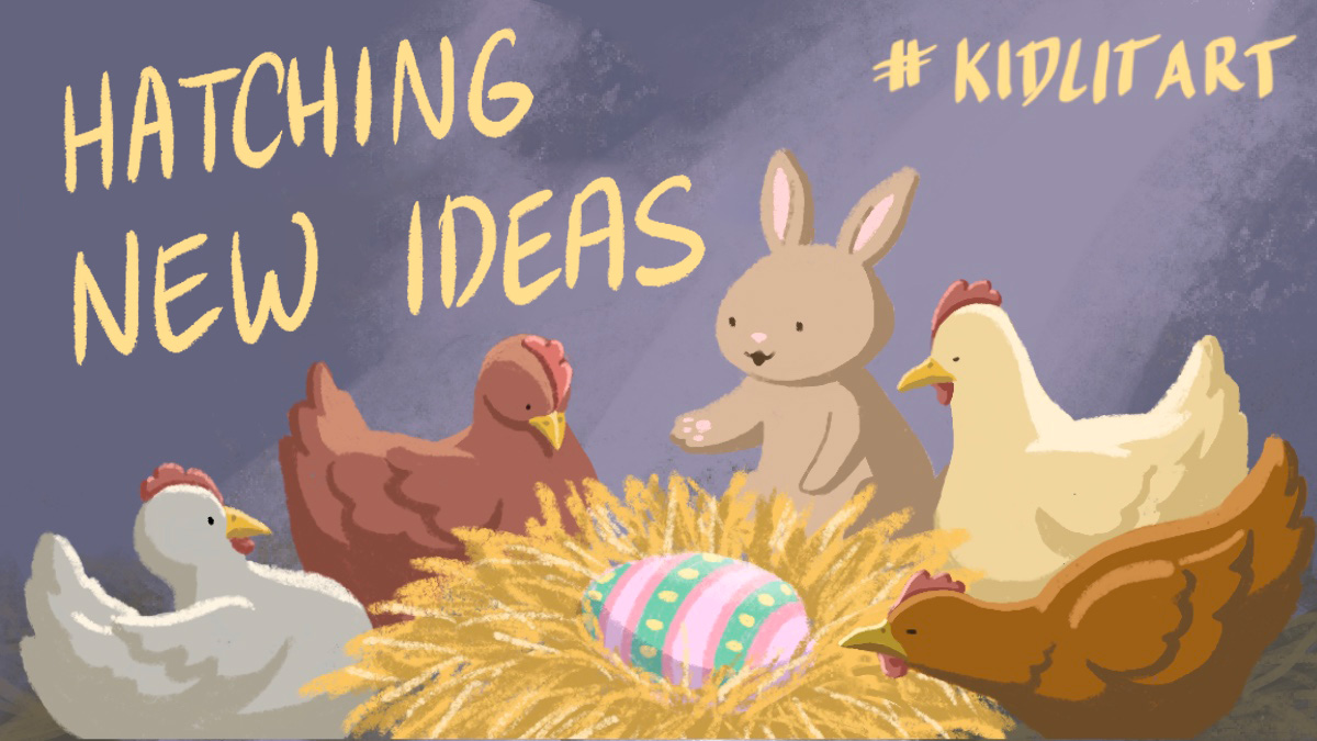 #KidLitArt chat is this Thursday, Mar 28, 9pm EST/6pm PST (on B*sky) Join @tiffanygharvey & @charlenedraws for an hour-long chat about Hatching New Ideas! Banner art by @SandraSalsbury