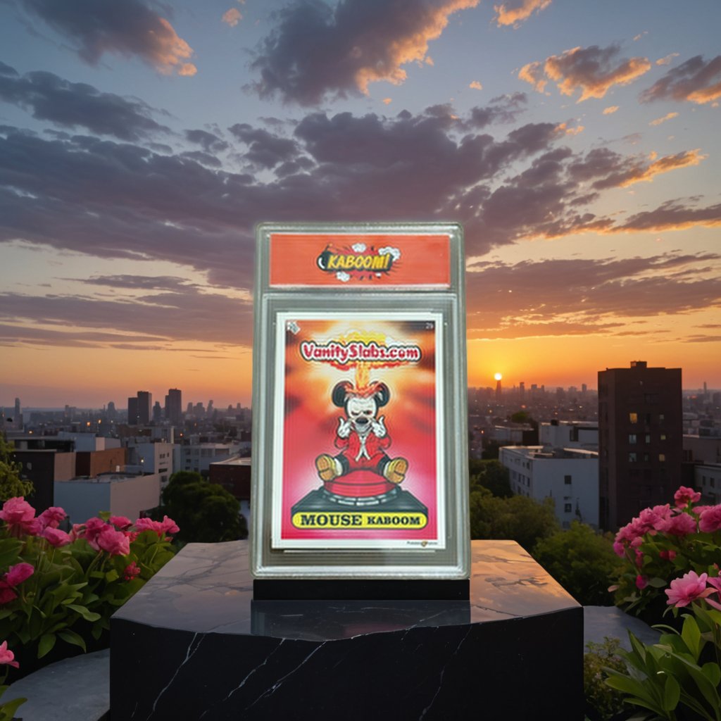 vanity_slabs's tweet image. Get Ready for the Ultimate Mouse Kaboom Experience!

Introducing our Limited Edition Collector’s Sticker Card in a sleek Vanity Slab Holder! Elevate your collection with this exclusive Mouse Kaboom masterpiece. #MouseKaboom #CollectorEdition #LimitedEdition #StickerCard