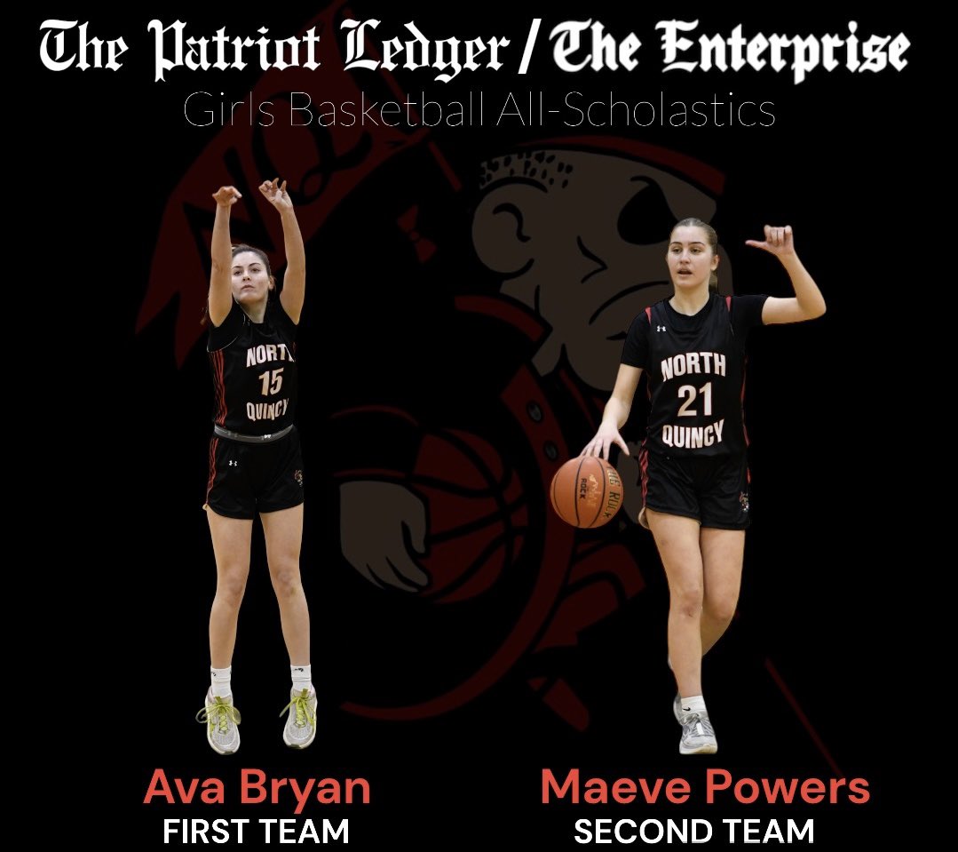 northq123's tweet photo. Congratulations to @avabryan115 and @maevepowers21 for being selected to the @sports_ledger @BrocktonSports Girls Basketball All-Scholastic team! https://t.co/FIyTJVWAey