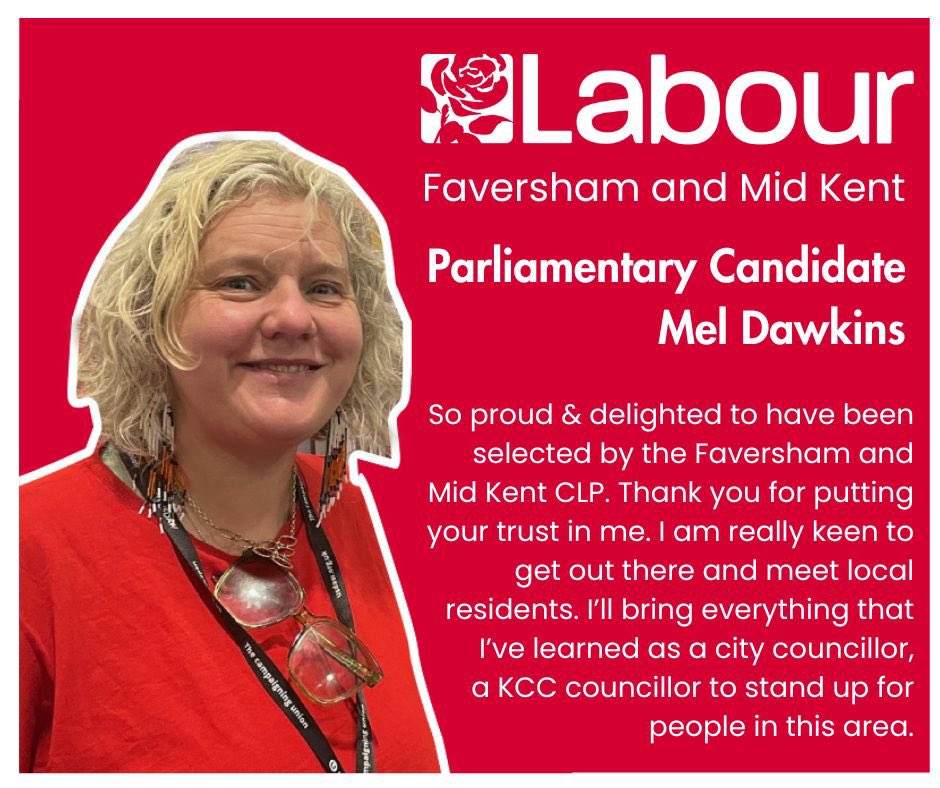 So proud & delighted to have been selected by the Faversham Mid Kent CLP. Thank you for putting your trust in me. I am really keen to get out there, meet local residents & start the campaign. #LabourDoorstep #GeneralElection2024 @CoopParty @LabourParty