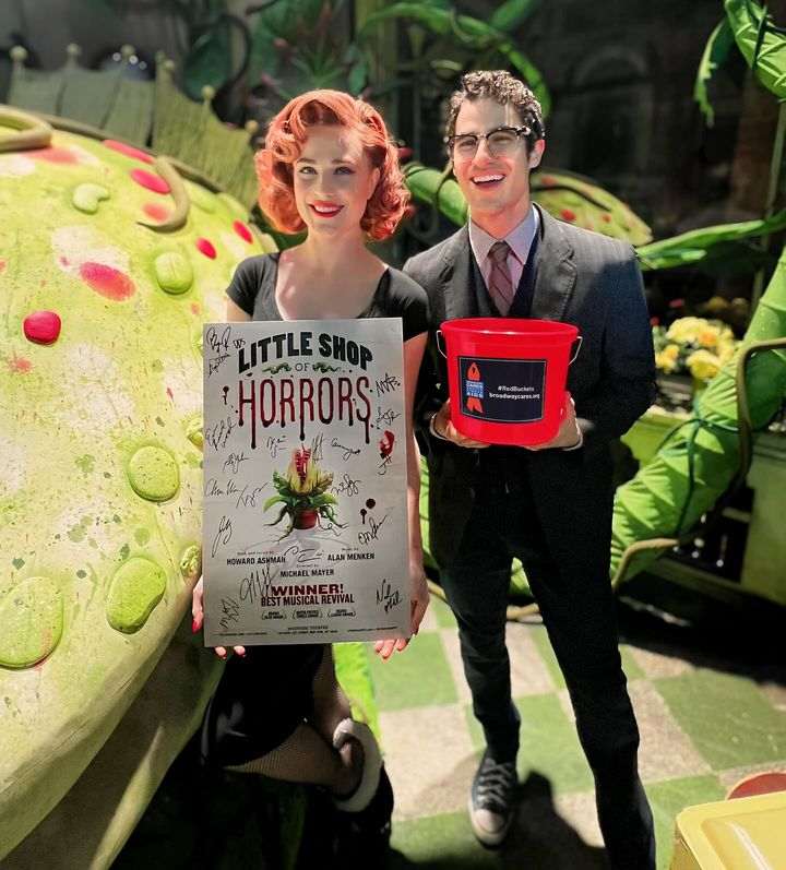 DarrenArmy's tweet photo. "Feed the buckets, Seymour! Down on Skid Row, the company of Little Shop of Horrors joins in the #RedBuckets Spring Fundraising efforts. Thank you, Little Shop, for all you Da-Doo for people in need!" ~ BCEFA 
https://t.co/0I3dqefkcd https://t.co/OySISE2RK9
