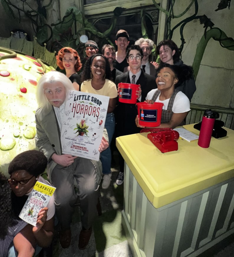 DarrenArmy's tweet photo. "Feed the buckets, Seymour! Down on Skid Row, the company of Little Shop of Horrors joins in the #RedBuckets Spring Fundraising efforts. Thank you, Little Shop, for all you Da-Doo for people in need!" ~ BCEFA 
https://t.co/0I3dqefkcd https://t.co/OySISE2RK9