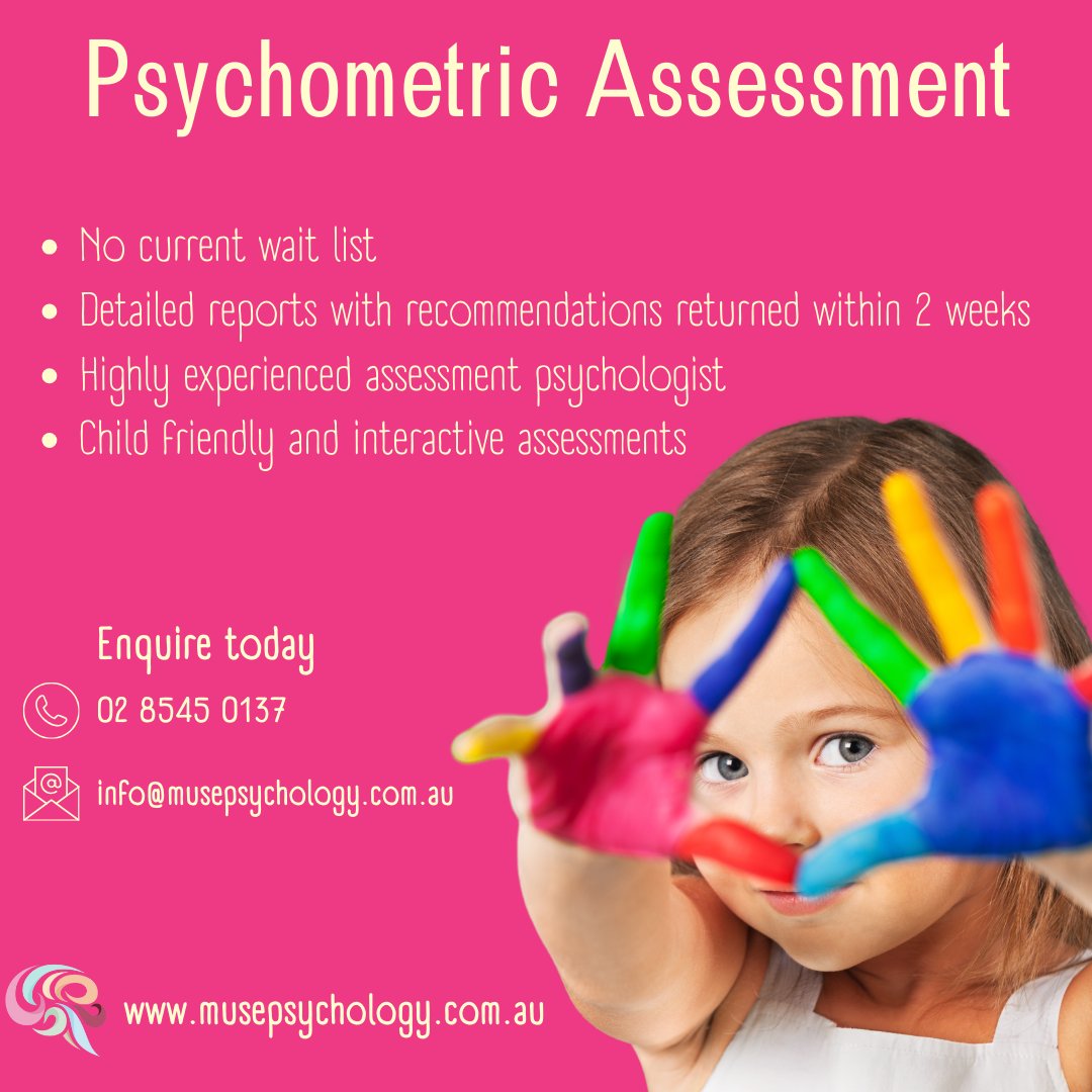 We have testing times available with our testing Psychologist, Peter. If you would like any further information please contact Di on 02 8545 0137 or email us at info@musepsychology.com.au. 

#childpsychologist #weareheretohelp #psychologist