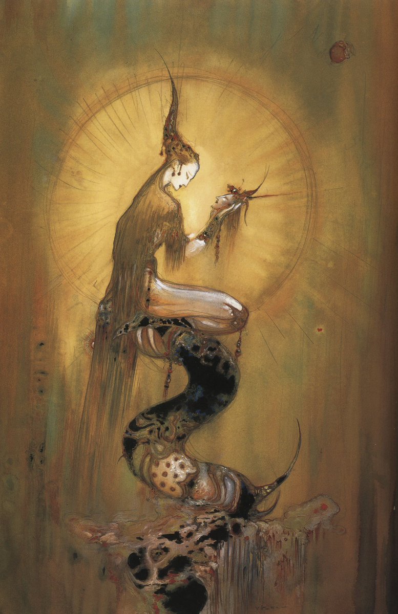 xe0_xeo's tweet photo. Art by Japanese artist Yoshitaka Amano for the artbook titled "Kiten" https://t.co/343Hz2jT5L