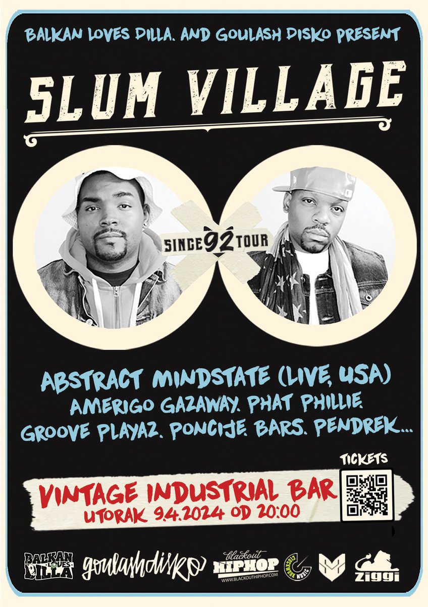 Our next thingy, if y'all around Zagreb area pull up! s/o @slumvillage @T3sv @YoungRJ313 @GoulashDisko @AmerigoGazaway @pendrek40 @zubgrooveplayaz @poncije @blackouthiphop @Ziggi_Earthwide @MarinKuna @VintageIndBarZg @clockworkmusic & every1 else that assisted in making this pop.