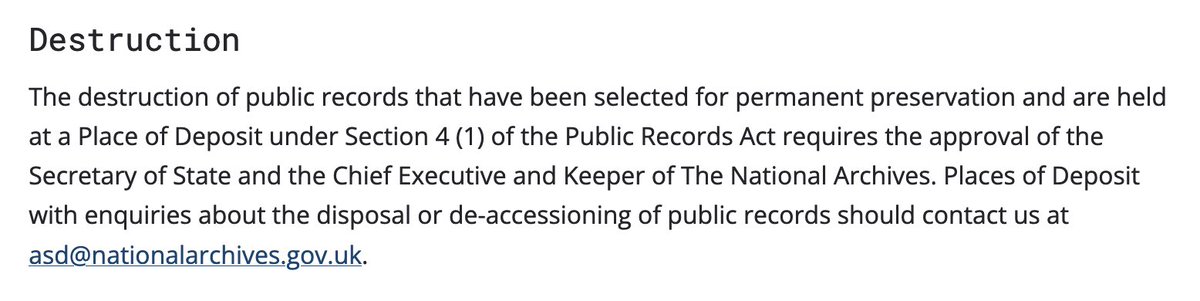 So, the National Probate Records Centre is listed as a place of deposit under s.4(1) of the Public Record Act 1958 (See: nationalarchives.gov.uk/archives-secto…). It's not clear if this is all of the Centre or certain storage chambers. However, records can't be destroyed without approval.