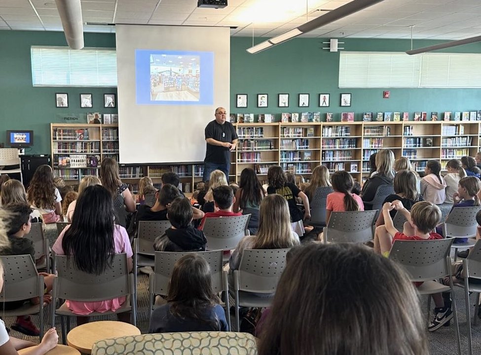 What a fun morning with a very special author visit from @JamesPonti #ocpsreads