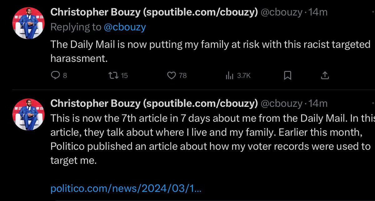 Bouzy is now crying racism because they wrote about his crypto-scam #Blackcoin his past bankruptcy, his failure to pay his rent and the fact he has a daughter who has accused him of raping her mother. He knows what’s coming next and he is terrified. How is that attention now?…