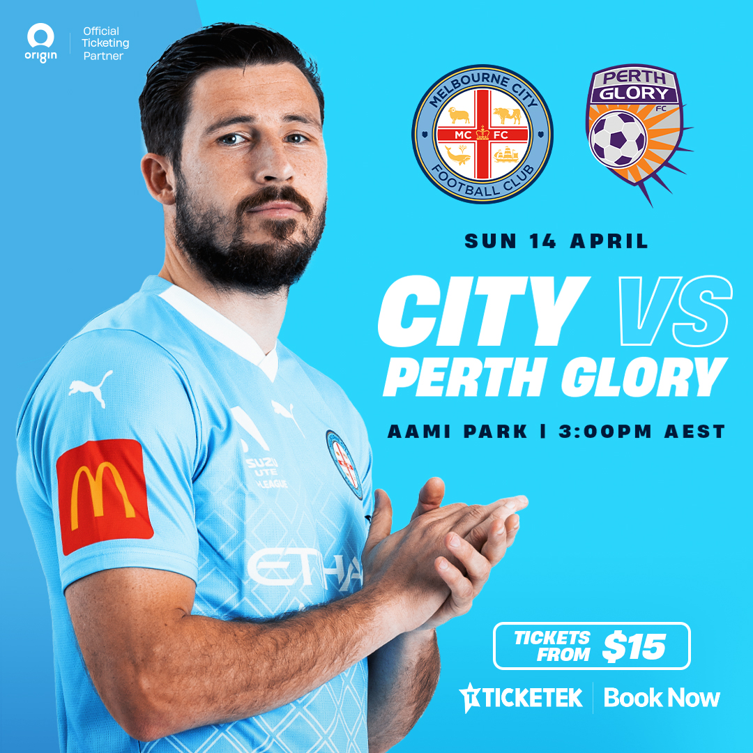 📅 𝗖𝗢𝗠𝗜𝗡𝗚 𝗨𝗣 📅 @MelbourneCity are 🔙 at home on Sunday afternoon. 🎟 Tickets: bit.ly/AP-MCITY2424
