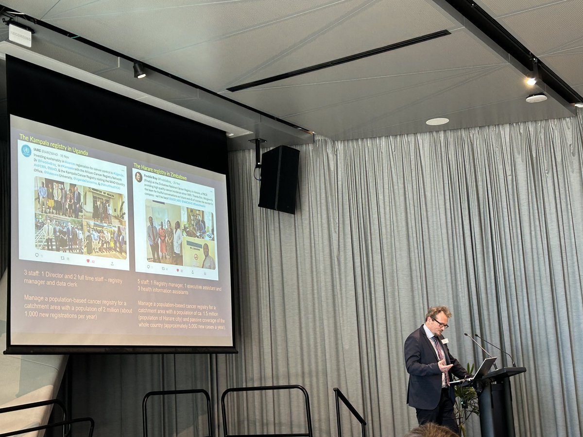 Dr Freddie Bray from @IARCWHO speaking at the @sahmriAU registries workshop on the challenges of supporting cancer registries worldwide, including a Global Initiative for Cancer Registry Development.