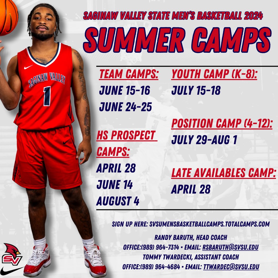𝙎𝙑𝙎𝙐 𝙈𝙚𝙣’𝙨 𝘽𝙖𝙨𝙠𝙚𝙩𝙗𝙖𝙡𝙡 𝘾𝙖𝙢𝙥𝙨🏀 Summer is right around the corner! Make sure our camps are on your calendar‼️ Get signed up here: svsumensbasketballcamps.totalcamps.com 🔴🔵