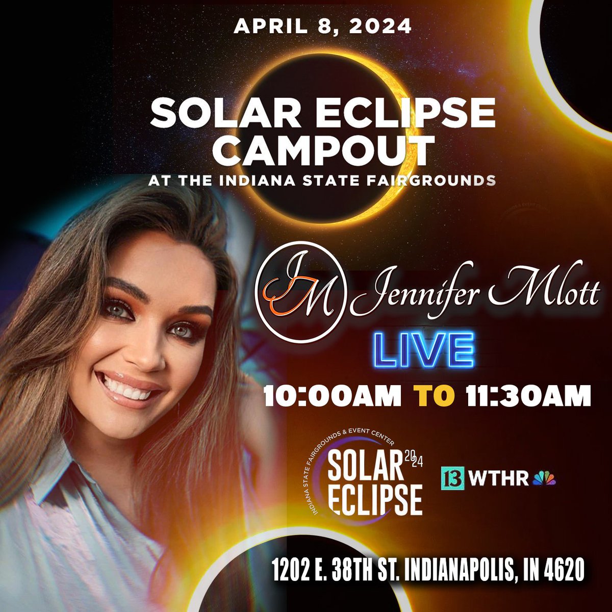 Join me for the Solar Eclipse!! I will be performing at the @IndyStateFair & Event Center Solar Eclipse Party from 10 am to 1130 am on the Backyard Stage! Food trucks, Drinks and fun for the family. Come on out for this fun event! #jennifermlottmusic