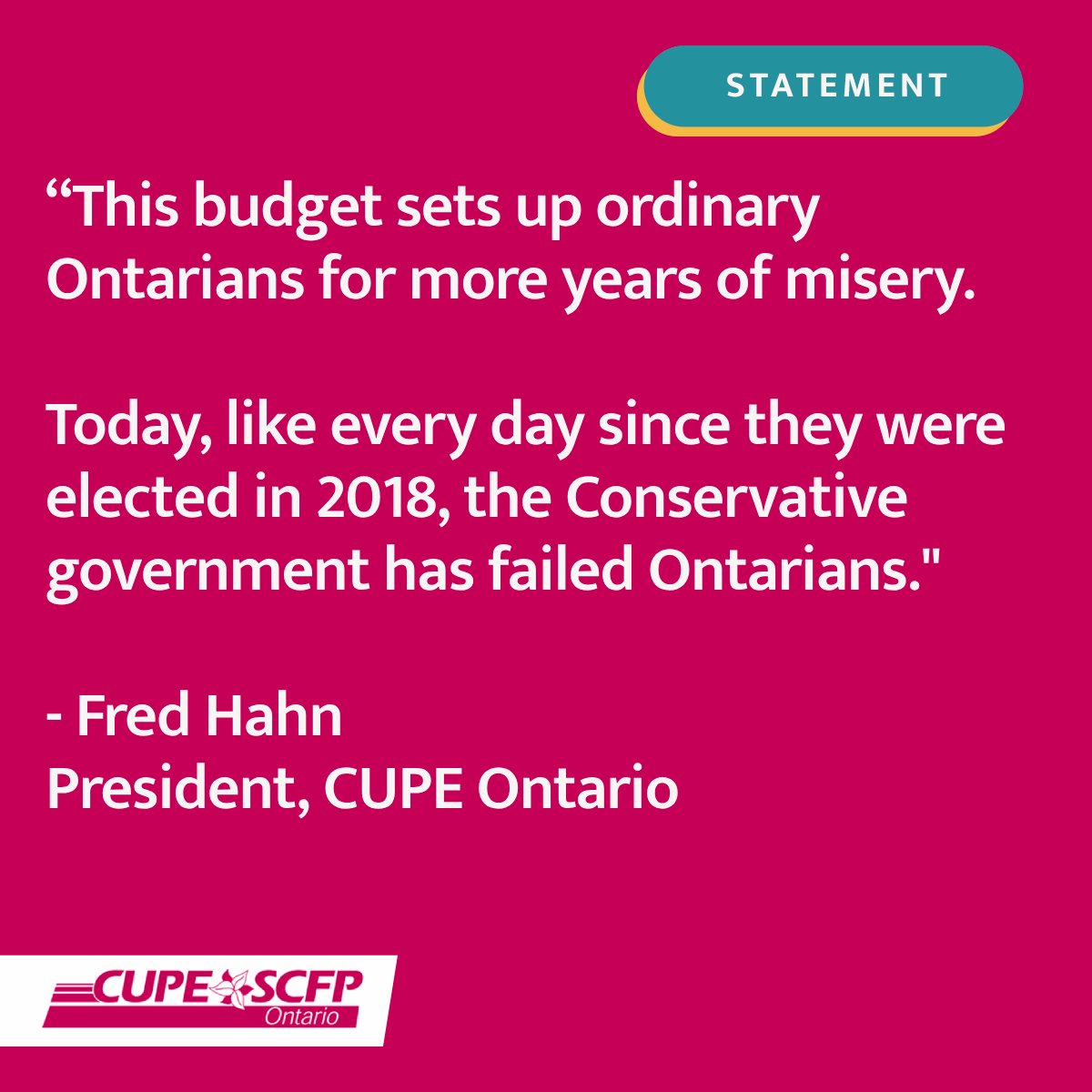 The Ford government's budget is once again failing Ontarians. #ONpoli #Budget2024